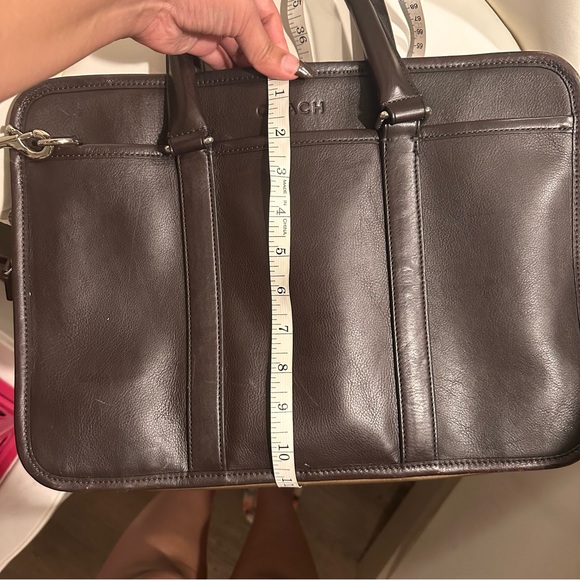 Coach Dark Brown Expandable Leather Briefcase - Picture 14 of 16